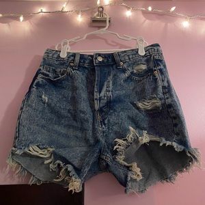Dark Navy Ripped Jean Shorts